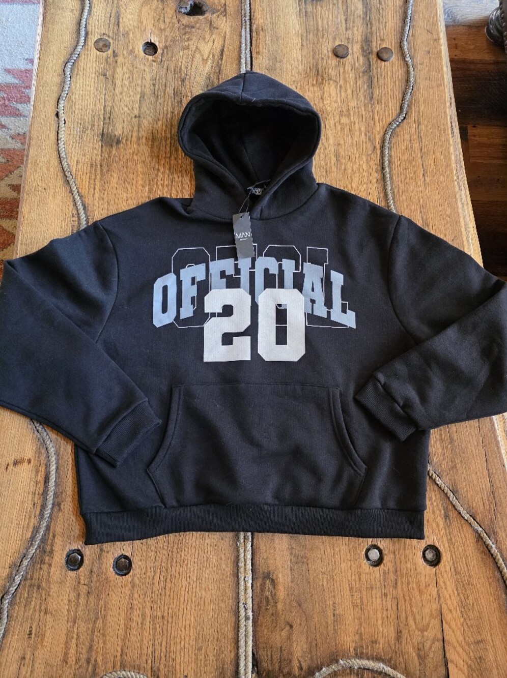 NWT Boohoo Black Hooded Sweatshirt Mens Unisex Medium